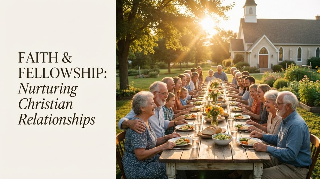 Church community enjoying outdoor dinner together.